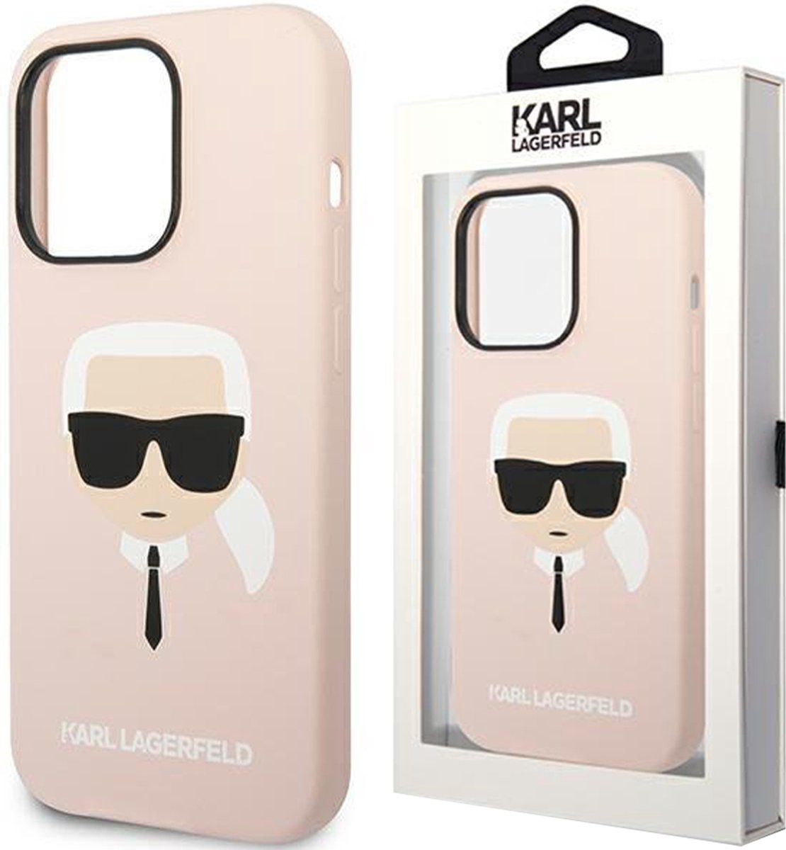 Karl Lagerfeld iPhone 14 Pro Hardcase Backcover - Karl's Head - Magsafe Compatible - Roze