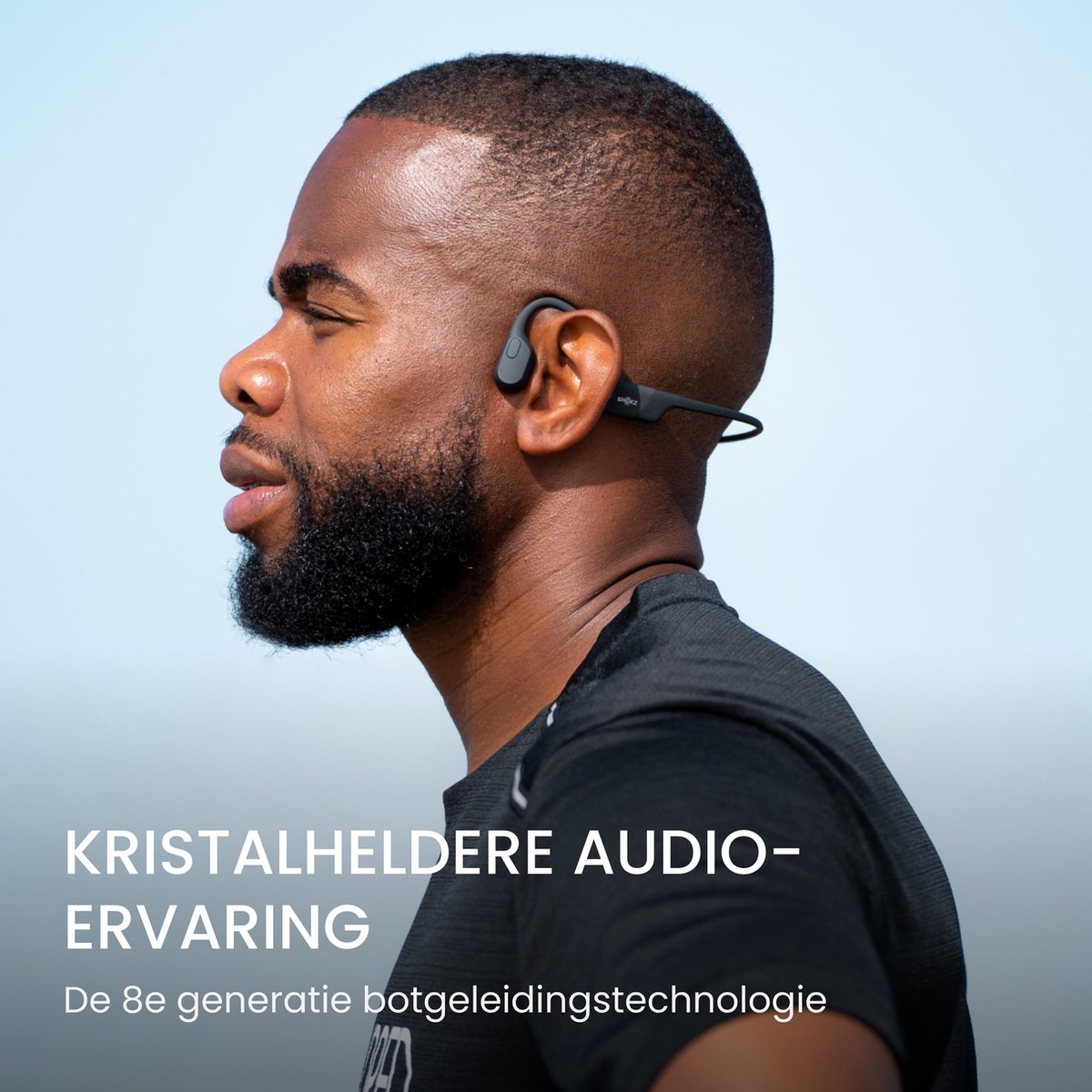 Shokz OpenRun USB-C Open-ear Sporthoofdtelefoon – Bone Conduction – Draadloos – IP67 – Zwart thumbnail 8