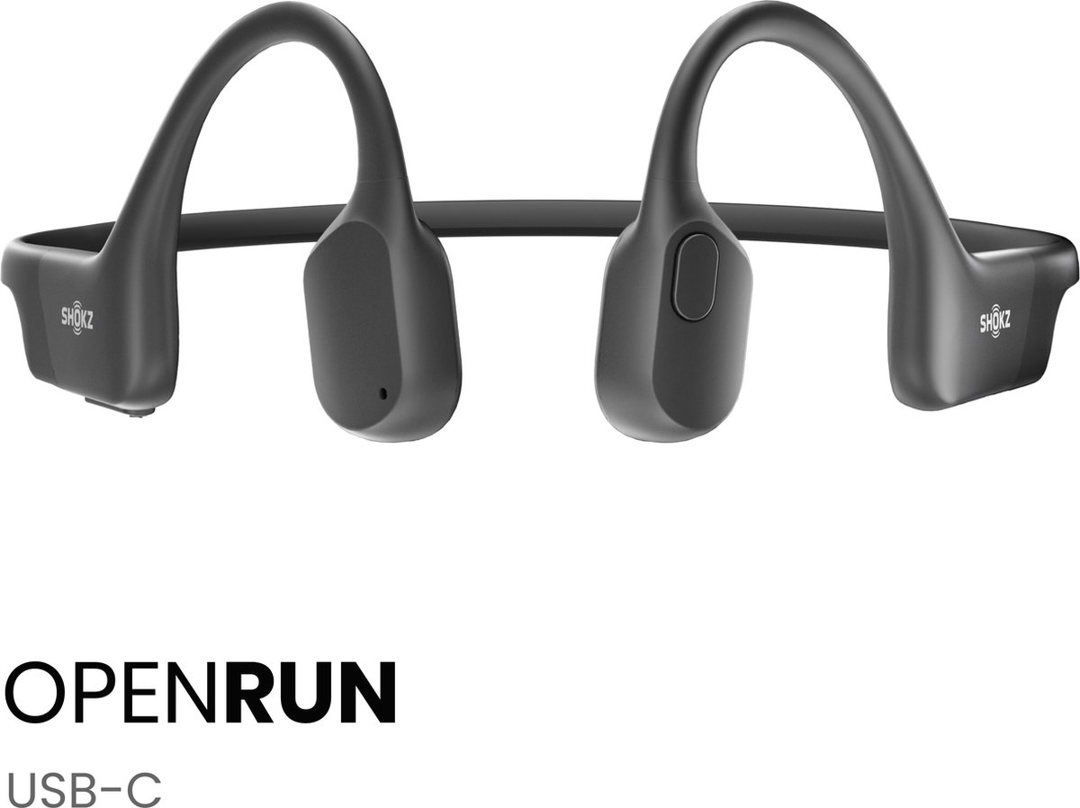 Shokz OpenRun USB-C Open-ear Sporthoofdtelefoon – Bone Conduction – Draadloos – IP67 – Zwart thumbnail 2