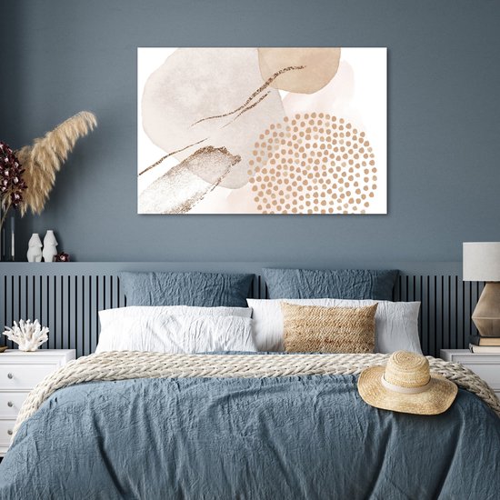 Poster 120x80 cm - Watercolor - Beige - Pastel - Modern - Abstract - Posters - Wanddecoratie badkamer - Muurdecoratie WC - Decoratieve accessoires - Toilet muur decoratie