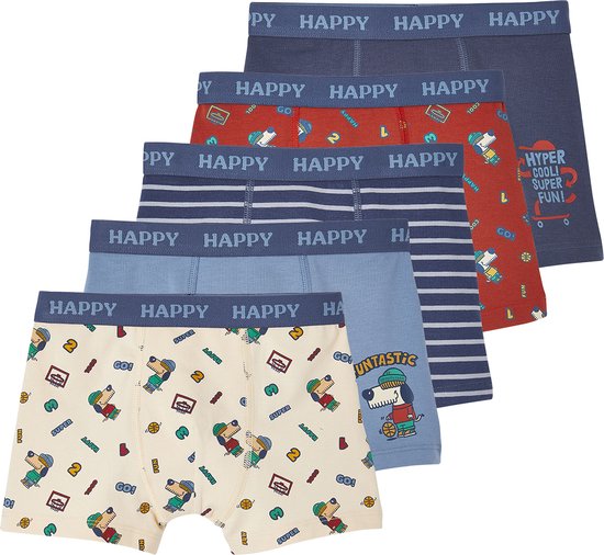 Lot De 5 Boxers Stretch Jungle Garçon Vert 6A - Coton Bio Confortable Et Fun