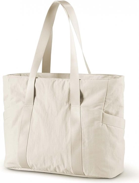 Dames Handtassen - Dames Tas Shopper Met Rits - Grote Schoudertas / Handtas Dames - Schooltas - Schoudertas - Laptoptas - Dames Tas - Handtas - Shopper - Weekendtas - Boodschappentas - Strandtas - Yoga / Geschiktheid / Reis - Beige