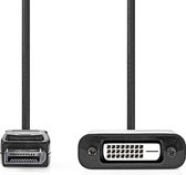 DisplayPort Mâle, DVI-D 24+1 Broches Femelle, 1080p, Plaqué nickel, Droit, 0.20 m, Rond, PVC, ABS, Noir, Boîte