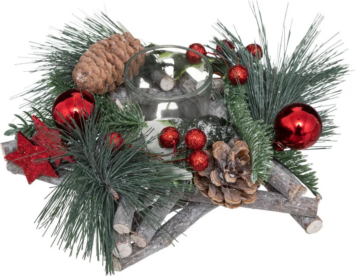 Kerstversiering met plaats voor kaars
