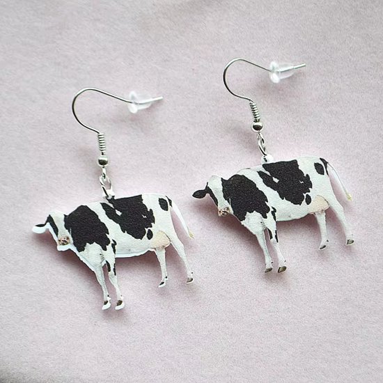 Boucles d'oreilles Vaches - Zwart et Wit