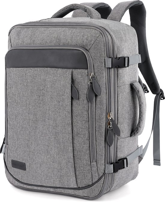 FASSIONA Reistas – Handbagage 40L – Rugzak – Schooltas - 37 x 18 x 51 cm – Compact Backpack – Laptoptas - Lichtgewicht – Lichtgrijs