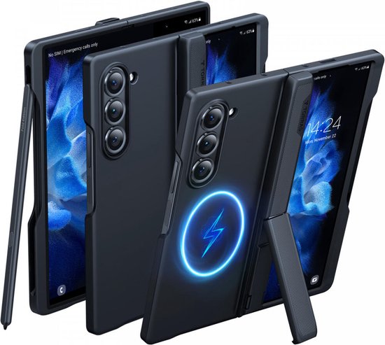 TORRAS Armor Stand Hoesje Geschikt voor Samsung Galaxy Z Fold 6 - Compatibel met MagSafe - Back Cover met Kickstand - Zwart