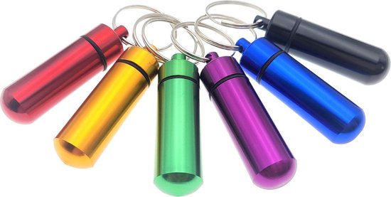 Porte-clés - Pilulier - Avec nom - Lindy - Médicaments - Étui d'identité - Blauw