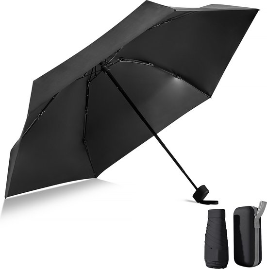 YONO Mini Parapluie Pliable - Petite Housse de Pluie de Poche - Parapluie Solaire Protection UV - Zwart