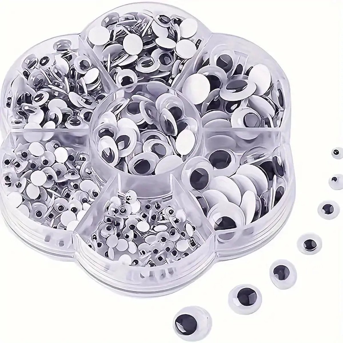 MGM Trading - Set van 700 stuks plastic wiebelende wiebelogen voor poppen en knutsels, verschillende maten 4-12MM, geschikt voor 14 jaar en ouder
