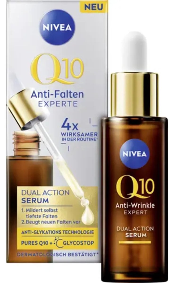 Goedkoopste NIVEA Anti-Age Serum with Q10 Reduces Wrinkles and Prevents Their Formation Firming Face Serum with Glycostop Q10 Anti-Wrinkle Expert Dual Action Serum 30ml