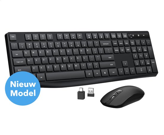 Foto: Gadgetplace draadloos toetsenbord met muis set stille toetsen qwerty keyboard muis sets draadloze muis computermuis