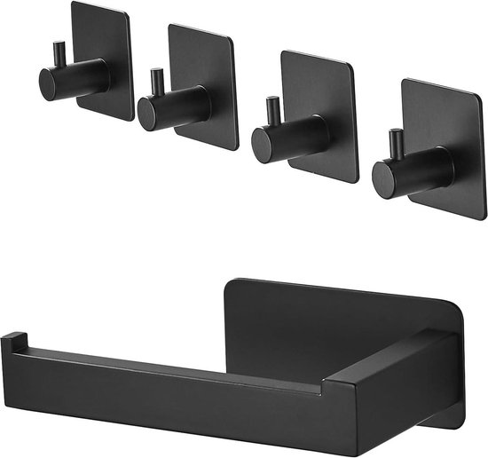 Toiletrolhouder zonder boren - Zilver - RVS WC Rolhouder Zelfklevend