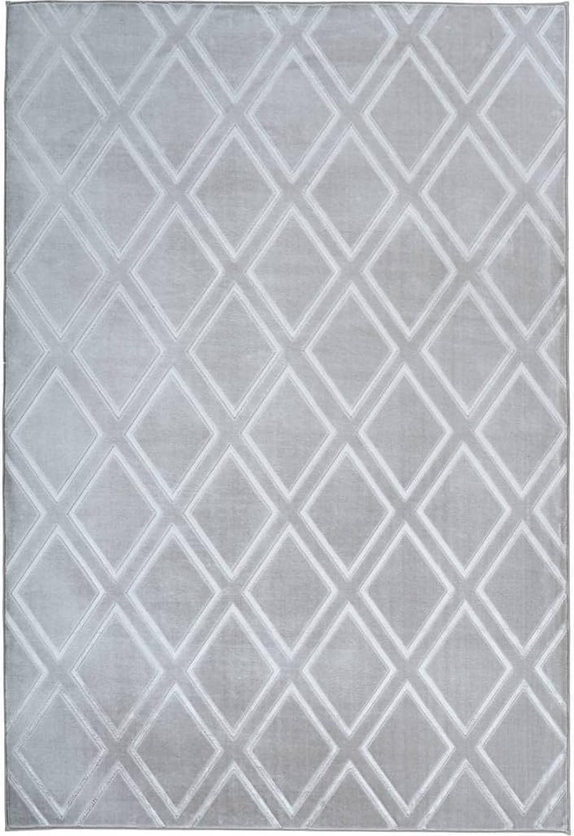 Goodivery ® Moderne Kortpolige Vloerkleed met Diamantpatroon en 3D Effect, Antislip, Onderhoudsvriendelijk, 160 x 230 cm, Grijs, Crème, Lichtgrijs