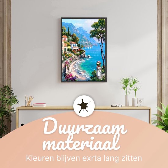 WOWDECOR Schilderen op nummer voor volwassenen, kinderen, blauw oceaangolven, zonsondergang, doe-het-zelf, schilderen op nummer, verf op nummer