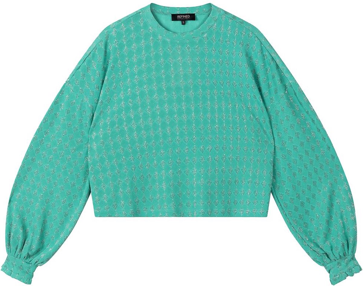 Refined Department T-shirt Mijke Knitted Glitter Blouse R2408839506 703 Bottle Dames Maat - M