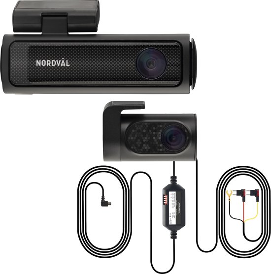 Nordväl DC202-2CH 64GB + PMPC03 Dashcam + Parkeermodus Kabelset Bundel 64GB