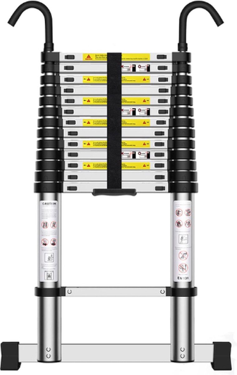 Teenza Telescoopladder 4.1 Meter Telescopische Vouwladder Telescopische Ladder Inklapbaar Soft Close Verstelbaar
