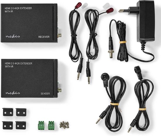 Nedis VREP3480AT, Émetteur et récepteur AV, 60 m, Avec fil, Anthracite