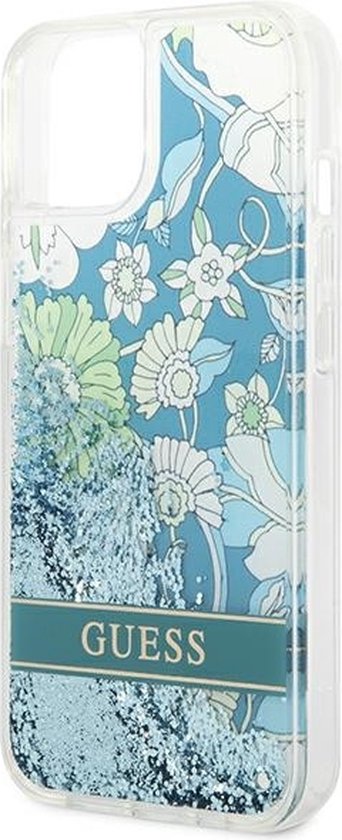 Guess - GUHCP14MLFLSN - iPhone - 14 - Plus - 6.7 - vert/vert - coque rigide - Fleur - Liquide - Glitter