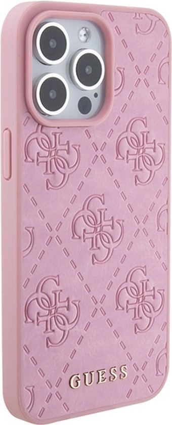 Guess 4G Stamped Back Case - Geschikt voor Apple iPhone 15 Pro (6.1") - Roze