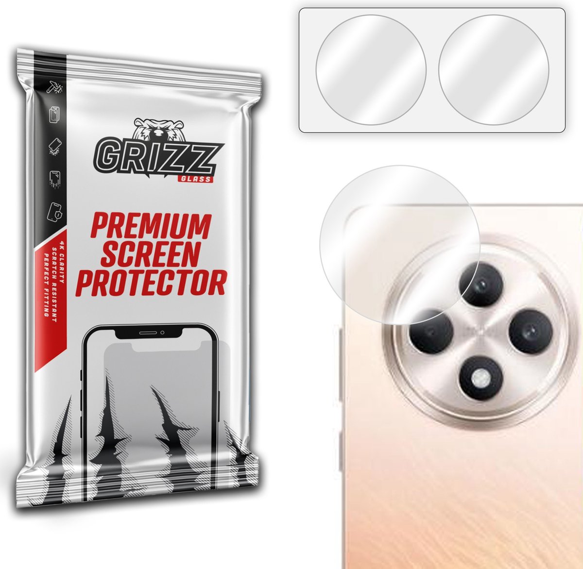 GrizzGlass HybridGlass Camera Protector (2 stuks) voor Oppo Reno12 F - Transparant