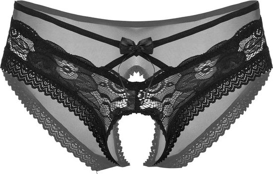 Foto: Open sexy heren slip lingerie voor mannen onderbroek ondergoed zwart