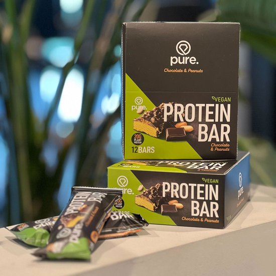 Pure. - Vegan Protein Bar - 20g eiwit - chocolade & pinda's - eiwitreep - eiwit snack - sport van Merkloos — afbeelding 2