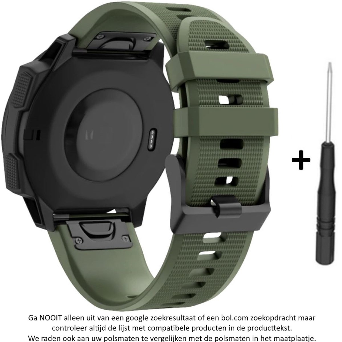 Donker - Leger Groen Siliconen horlogebandje geschikt voor Garmin Fenix 5 ( 5+ Sapphire) - Forerunner 935-945 - Quatix 5 5 Sapphire - Fenix 6 6+ - Approach S60 S62 - MARQ - D2 Delta - Quickfit Compatibel - 22 mm army green smartwatch band