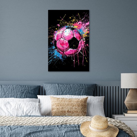 Poster 40x60 cm - Graffiti - Sport - Voetbal - Ballon - Rose - Posters - Décoration murale chambre ado - Décoration chambre ados - Accessoires chambre jeunesse ado