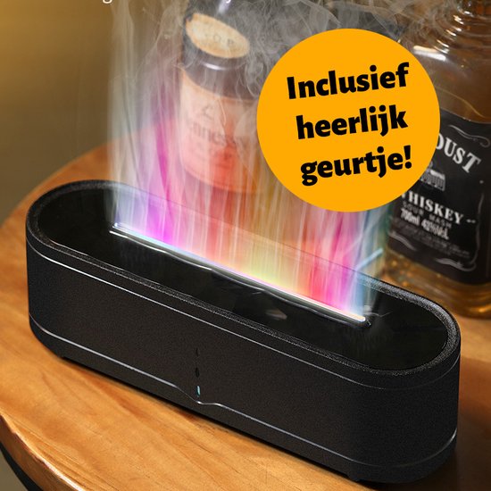 Foto: Aroma flame diffuser zwart vlam effect aromadiffusers luchtbevochtiger aromatherapie geurverspreider vernevelaar inclusief 15 ml heerlijke geur kado cadeau