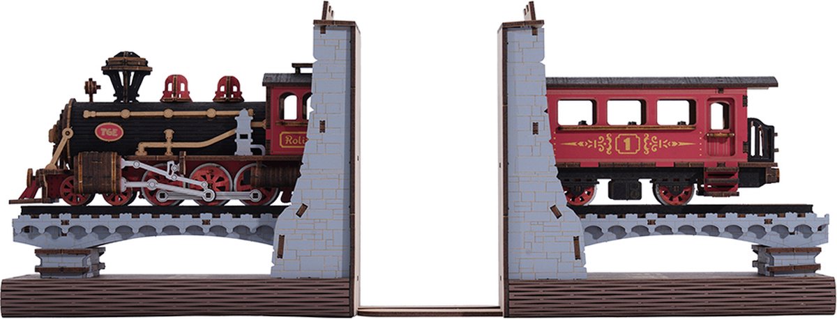 Robotime Rolife Century Train TGE01 - Boekensteun - Stoomtrein - Bouwpakket - Knutselen - Hobby