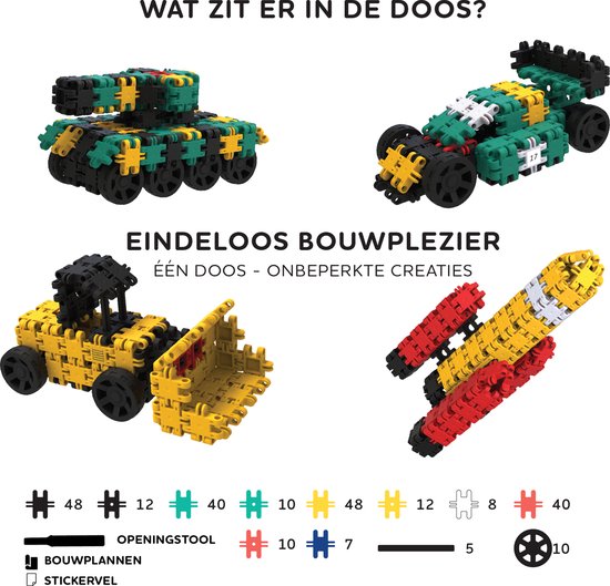 Nano Clics – Transport Builders 250 Piece Set – 5 in 1 Bouwblokken – SPEELGOED Gemaakt Van 100% RECYCLED Plastic – Speelgoed 8, 9, 10, 11, 12 jaar – Constructie Speelgoed