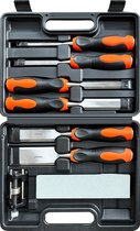 Complete 8-delige beitelset hout 6mm/12mm/19mm/25mm/32mm/38mm inclusief slijpsteen en geleider!