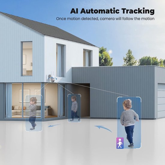 Beveilingscamera voor Buiten - IP Camera met 2 Weg Audio & 360° Zicht - Automatische Tracking - Nachtzicht in Kleur - Sirene Alarm — afbeelding 4