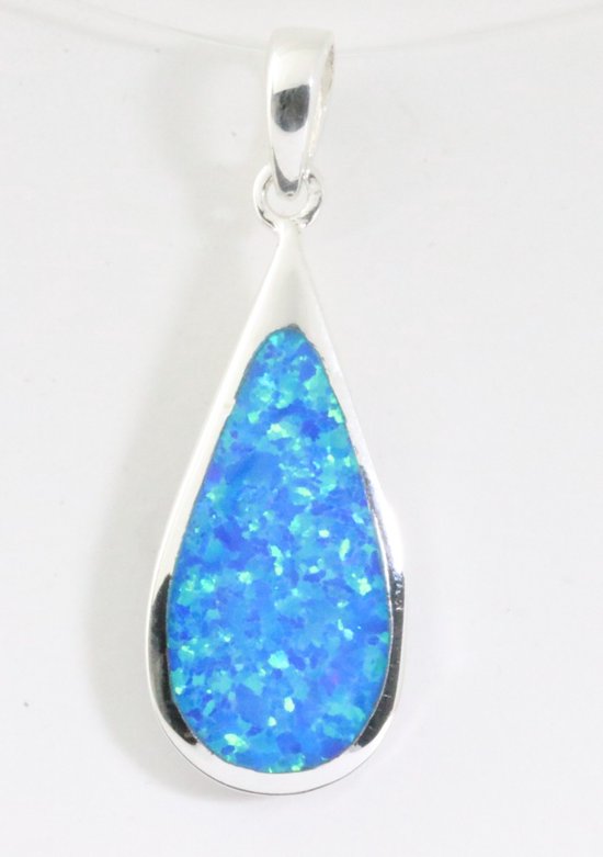 Pendentif en argent brillant en forme de goutte avec opale d'Australie