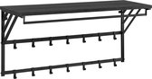 ACAZA Kapstok - Wandkapstok - Kapstok Hangend - 90 x 30 x 44 cm - 14 Haken met Plank en Kledingstang - Zwart