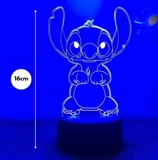 Stitch lamp - Nachtlampje kinderen - Kinderlampje - Stitch - 3D lamp LED tafellamp
