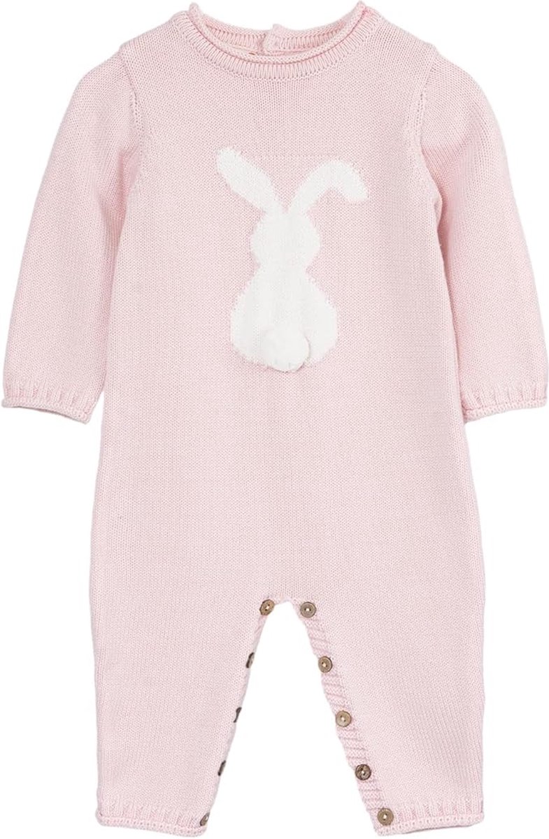 Minora gebreide unisex boxpakje- Baby jongens en meisjes- Maat 68- 4/6 Maanden-Newborn overalls winter- Konijn patroon romper- Baby kleding jongens- Sinterklaas