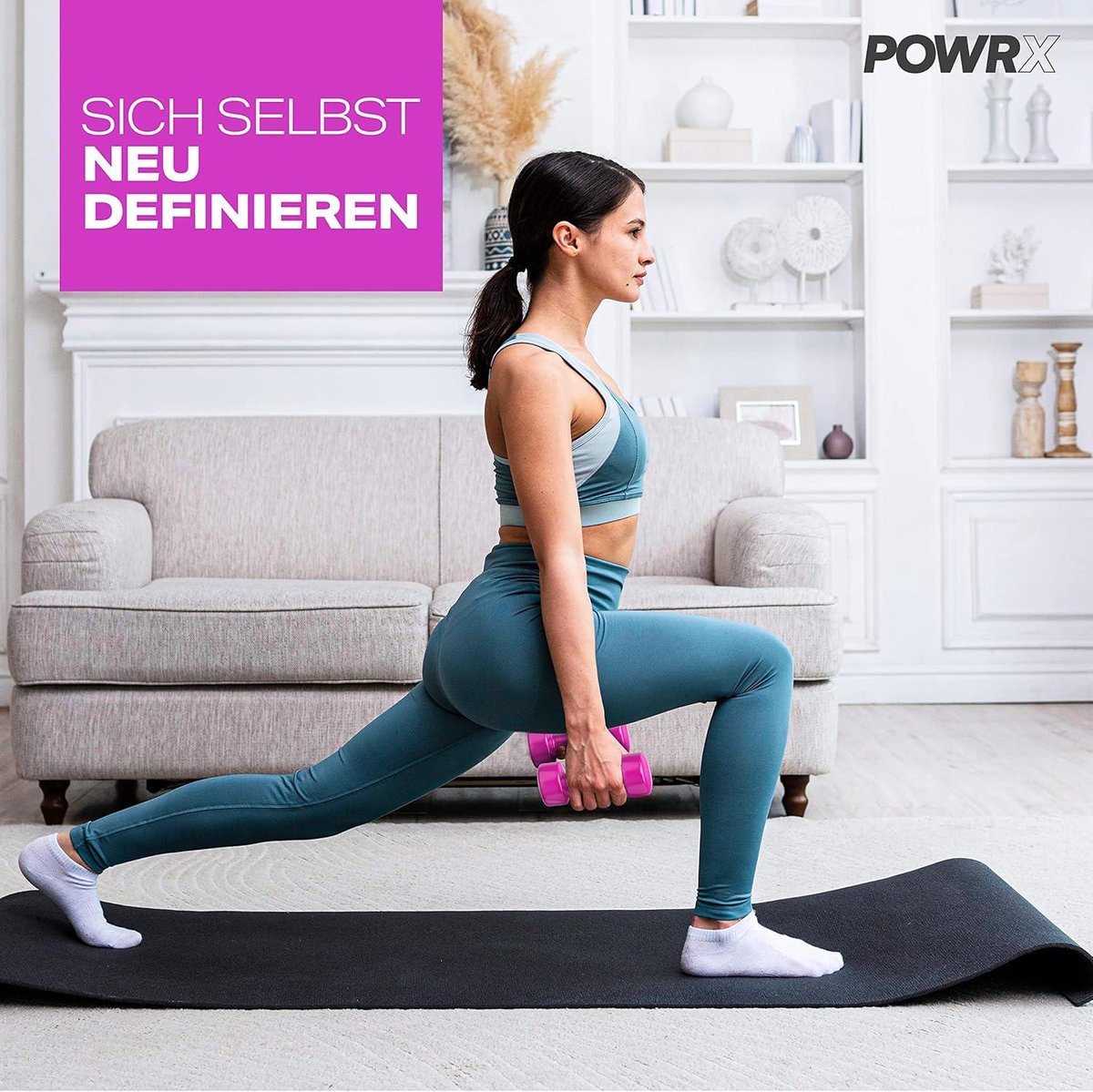 Vinyl Dumbbells Halter set voor fitness en gymnastiek - Aerobic Pilates 05 kg - 10 kg gewichten voor mannen en vrouwen - Home gym set voor thuis of in het sport studio - Dumbbell set in verschillende kleuren – foto 8