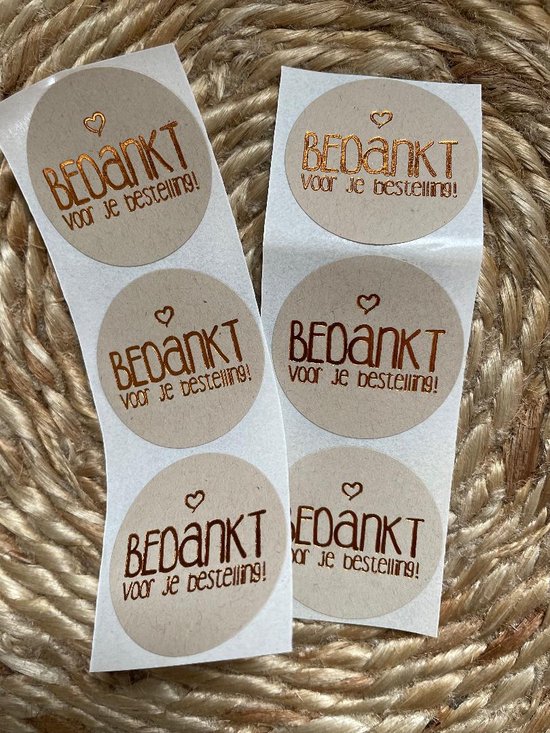 Foto: Sluitsticker sluitzegel bedankt voor je bestelling kraft naturel goud hartje bedankje envelop chique envelop stickers cadeau gift cadeauzakje traktatie chique inpakken dh collection