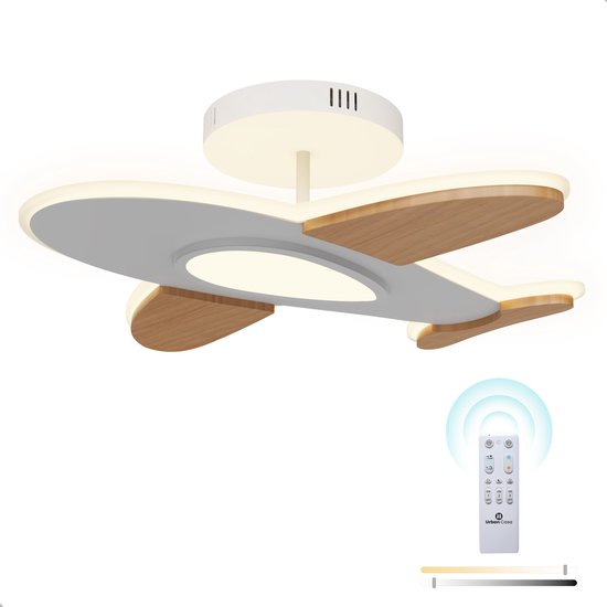 Urban Casa Plafondlamp met Nachtlampje – 50cm – Baby & Kinderkamer – Dimbaar – Vliegtuig Lamp