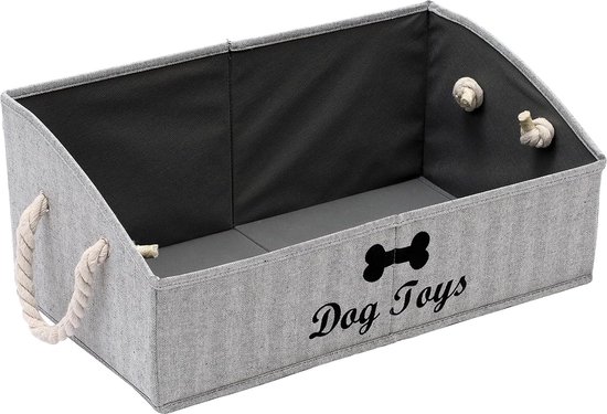 Boîte de rangement en toile speelgoed pour animaux de compagnie, boîte de rangement pliable pour jouets pour chiens, organisateur de jouets pour animaux de compagnie, accessoires et accessoires, etc. – Chien rayé Grijs