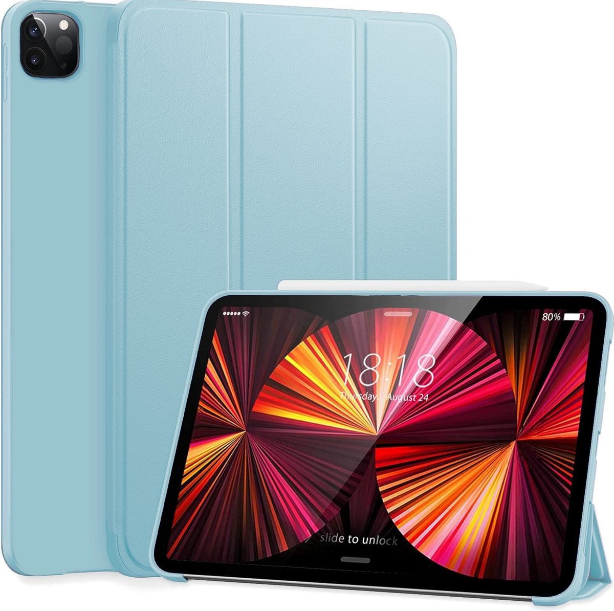 Smart Cover Hoes Geschikt Voor iPad Pro 11-inch (2024) Smart Cover Licht Blauw