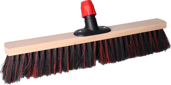 Buemag Bezemkop - Arenga/Elaston mix - zwart/rood - hard - hout - 50 cm - straatbezem/buitenbezem - bezem van Buemag — afbeelding 2