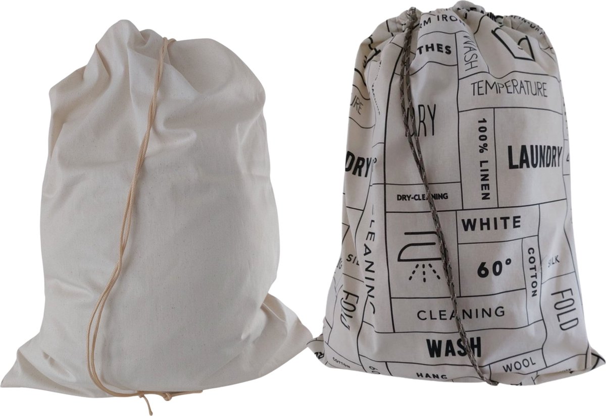 Bluvardi katoenen waszakken set van 2 stuks - XXL -natural cotton -laundry