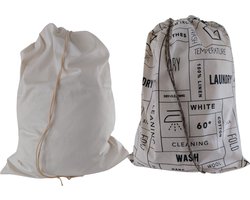 Bluvardi katoenen waszakken set van 2 stuks - XXL -natural cotton -laundry