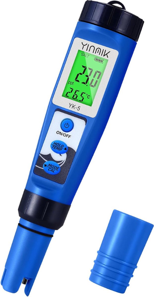 5-in-1 pH- En Zouttester Voor Zwembaden Meet Zoutgehalte pH TDS En EC Geschikt Voor Aquariums Drinkwater Hydrocultuur Spa En Brouwen