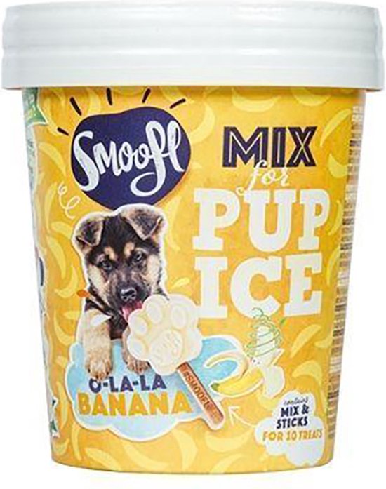 Smoofl puppy traktaties - Puppy navulset om jouw eigen honden ijs te maken, gezonde puppy snack met verfrissend effect, 2 mixes met Appel smaak en 10 eetbare kauwstaafjes