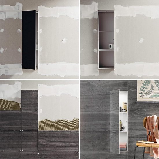 Badkamerkast met spiegel 80 cm 3 deuren Eikenhout Wotan Vivien